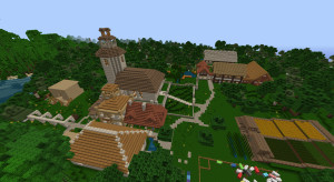 Ein Spielerdorf auf einem Minecraft Multipayer Server - Klick zum Vergrößern