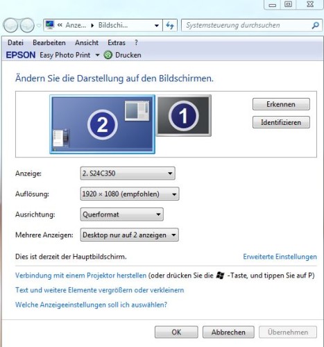 Desktop Bildschirmaufloesung