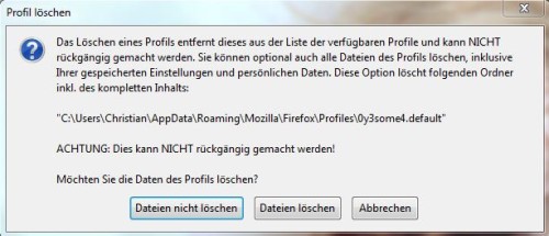 Profile loeschen