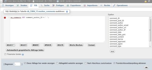 SQL im PHPMyAdmin